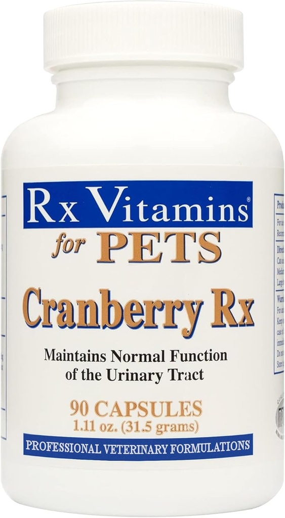 Rx Vitamines Pilules de canneberge pour chiens - Cat Urinary Tract Medicine Support - UTI Traitement pour animaux de compagnie - Chien & Cat Urinary Relief Aid - 90 Cap.
