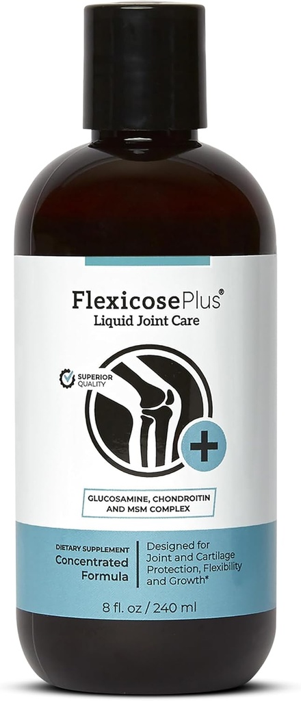 Flexicose Plus - Liquid Joint Care - 8 fl oz - Advanced Joint Support Supplement with Glucosamine, Chondroitin & MSM Complex Joint Care for Men and Women