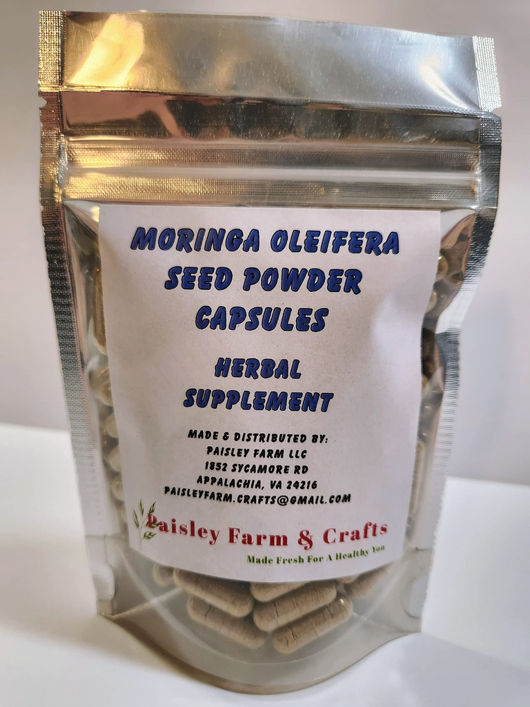 Moringa Oleifera Malunggay Seed Powder Capsules - Non GMO - All Natural Herbal Supplement(100)