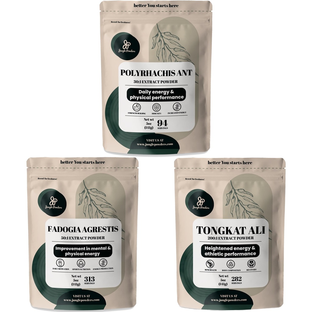 Polvere di Shilajit della giungla per gli uomini, Tongkat Ali per la polvere degli uomini, l'estratto di Fadogia Agrestis per l'assistenza sanitaria maschile tradizionale per l'azionamento e la passione Bundle