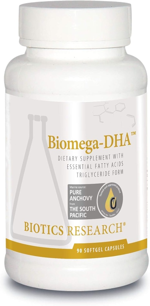 Biotics Research Biomega DHA Fischöl, 600 mg DHA, unterstützt Lernen und Gedächtnis, Fetale Gehirn Vitamine, 90 Softgel Kapseln