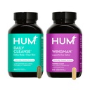 HUM Full Skin and Liver Health Supplement from Nutrition, Wingman and Daily Cleanse A Green Detox & Milk Thistle for Skin Care Support and Liver Health, 2 Pack Bundle, 60 Vegan Capsules
