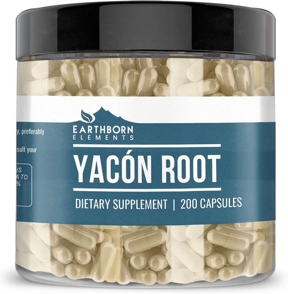 Elementi terrestri Yacon Root (200 capsule), Pure & Undiluted, No Additivi