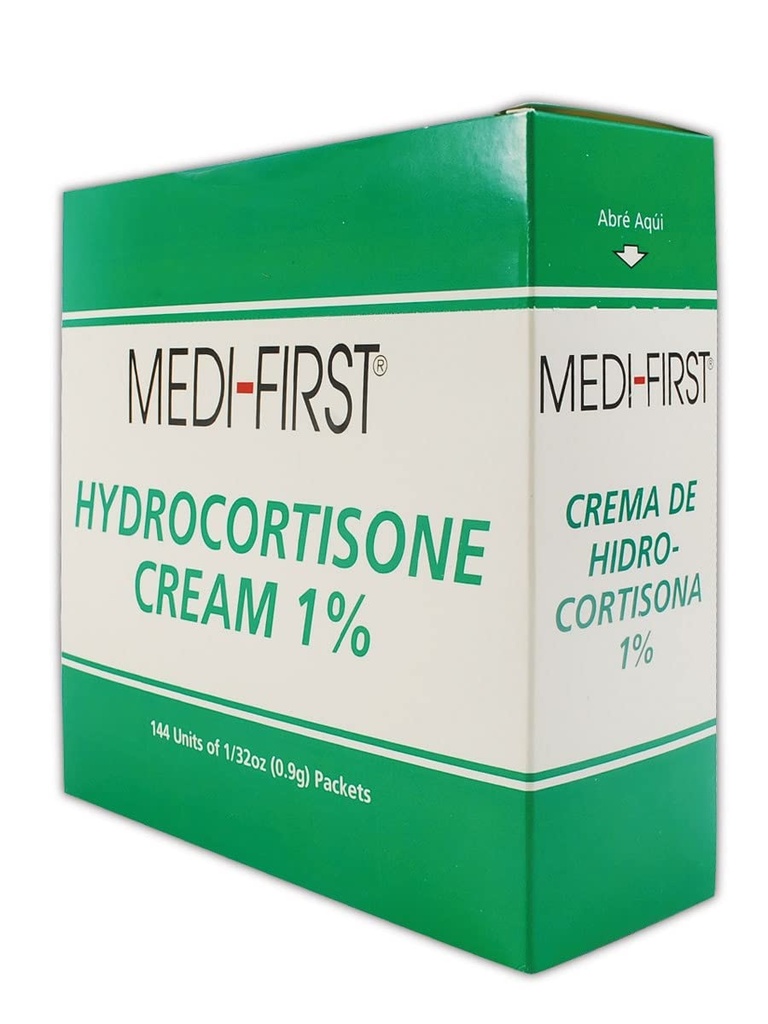 Medique MP211-35 Medi-First 1% Hydrocortison Cream, 0.9 g, Standard, Grün/Weiß (Pack von 144)