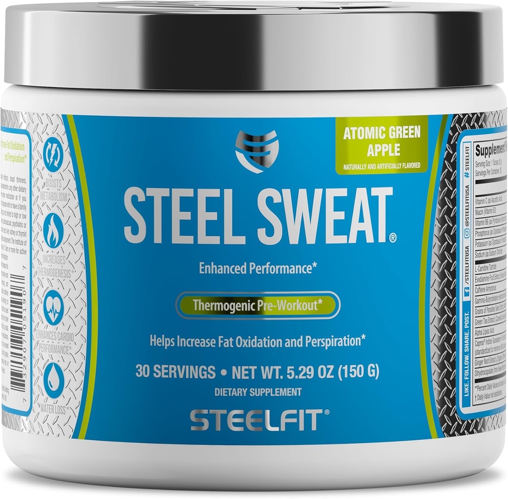 SteelFit Steel Sweat Fat-Burning Pré-entraînement de stimuler le métabolisme, augmenter l'énergie, brûler les graisses et les calories