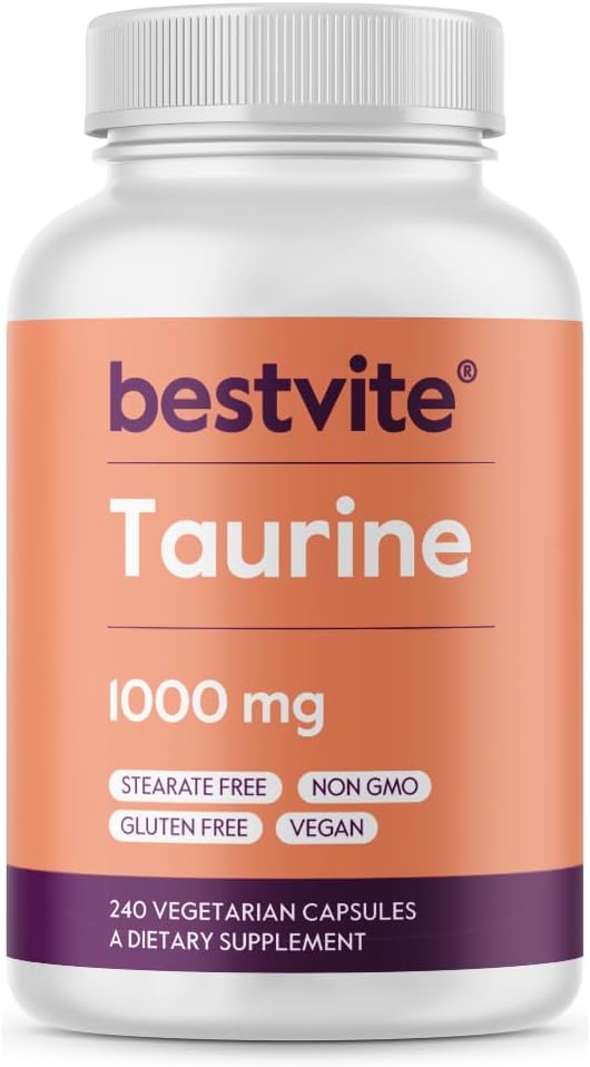 BESTVITE Taurine 1000mg (240 capsule vegetariane) - No Stearates - No Fillers - Nessun agente di flusso - Vegan - Non OGM - Gluten Free