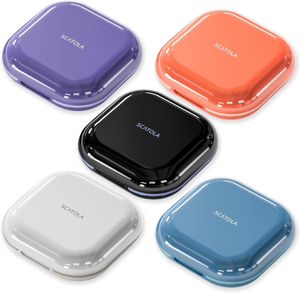 Petite Pill Case 4 Compartiments Gris clair violet bleu noir et rose ensemble de 5