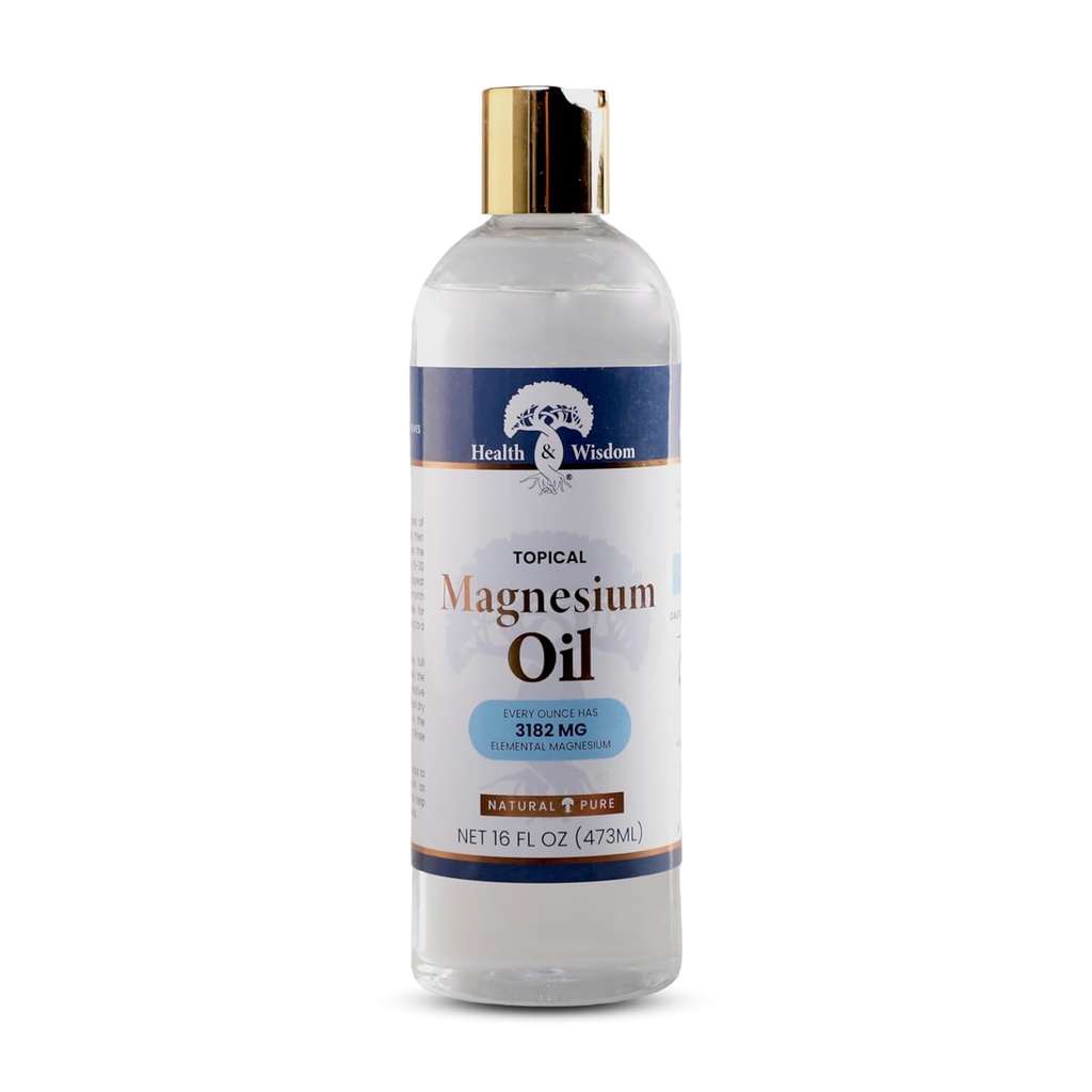 Olio di Magnesio Puro di Saggezza &amp; Salute - Muscolo Topico & Joint Relief- Moisturizer Naturale e Pure Skin - Assorbimento potenziato - 16 fl oz