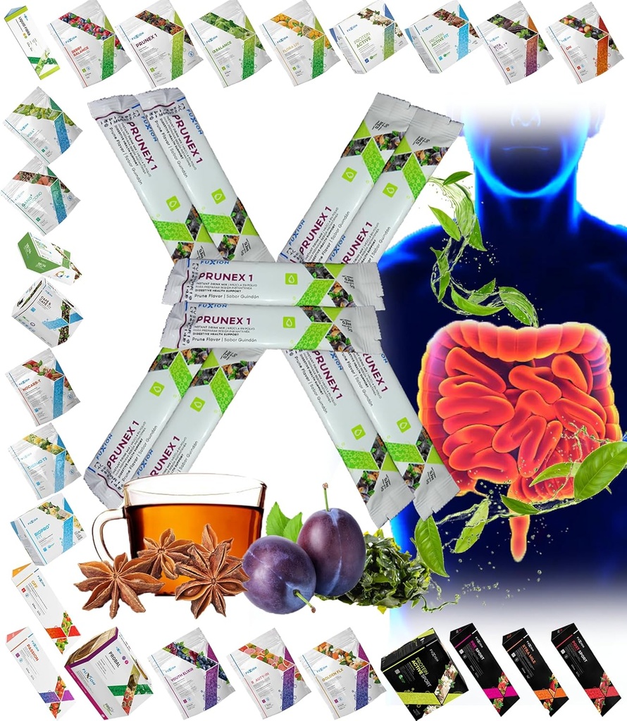 All Natural Detox Cleanse Tea Mix instantané Prune & Plum w. Fibre & Inulin pour un transit intestinal optimal par FuXion Prunex 1 (10 sachets)