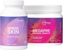 Microbiome Labs Skin Support Bundle - SereneSkin Clear Skin Probiotic Supplemento indicato per aiutare a ridurre le linee sottili (30 capsule) - MegaPre Polvere prebiotica per la salute del fegato (2.1oz)