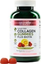 NatureWise Collagen Gummies - Sugar-Free Hydrolyzed Collagen Gummies - Typ 1 & 3 Peptide für Damen + Biotin, Vitamin C, E, & Zink für Haar Haut und Nägel Unterstützung - 180 Count[3-Monat Versorgung]