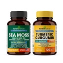 Sandhu Kräuter Seamoss & Turmeric Curcumin mit Bioperine Kapseln | Unterstützt Immun-, Verdauungs-, Kognitive, Haut- und Haargesundheit