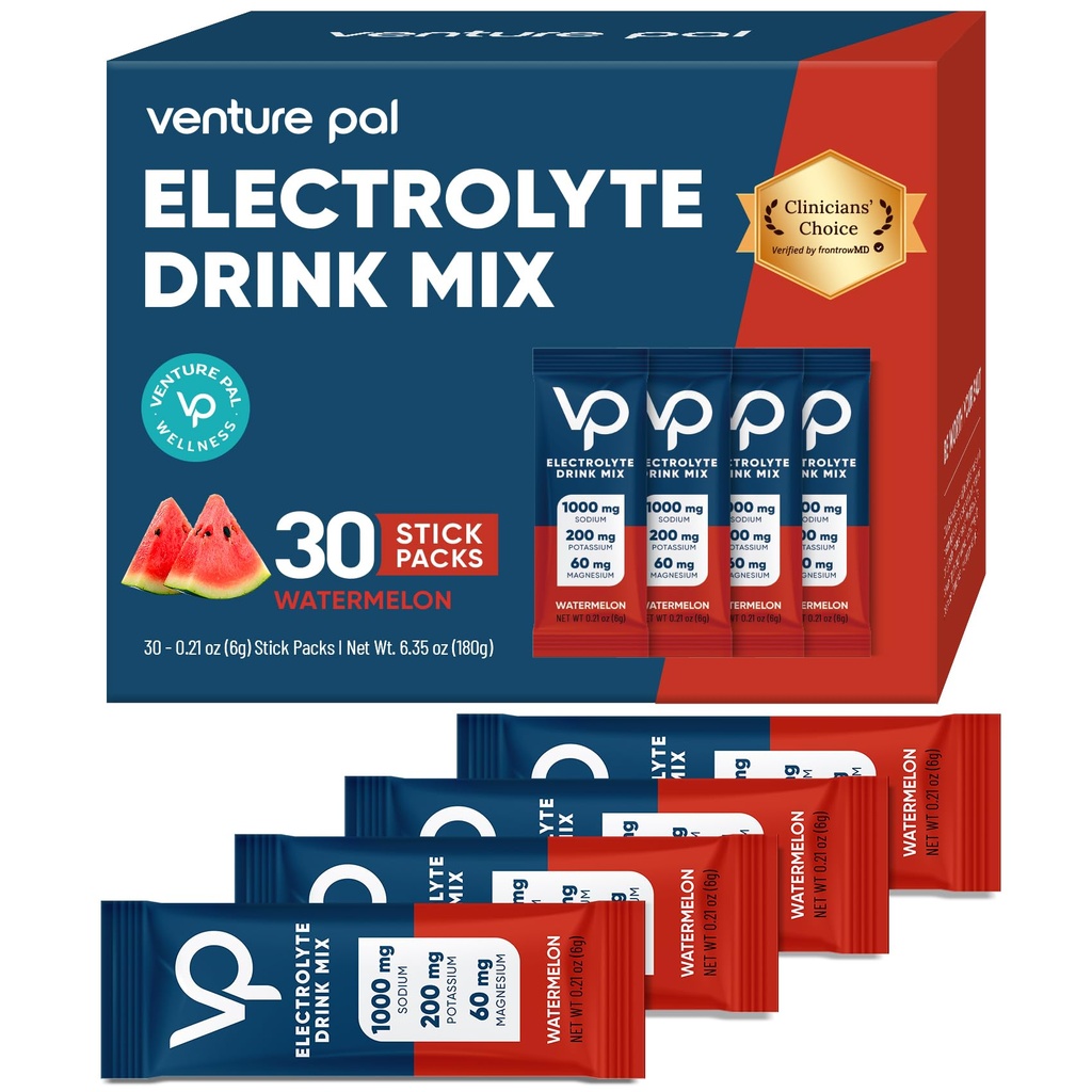 Venture Pal haute teneur en sucre sans électrolytes en poudre - Packs d'hydratation avec vitamine, sodium et potassium