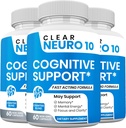 Clear Neuro 10, Améliore la concentration, Promotion de la mémoire normale Fonction et santé cérébrale, Prévient la perte de mémoire (3 Pack)