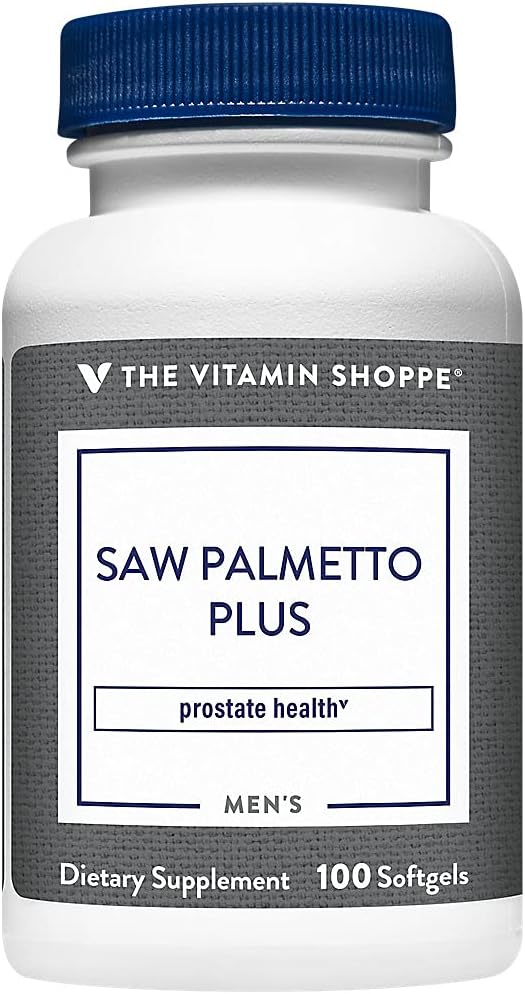 The Vitamine Shoppe Saw Palmetto Plus - Supplément pour la santé de la prostate - 160mg de Saw Palmetto Extract avec une excellente source de zinc, vitamine E et B6 (100 Softgels)
