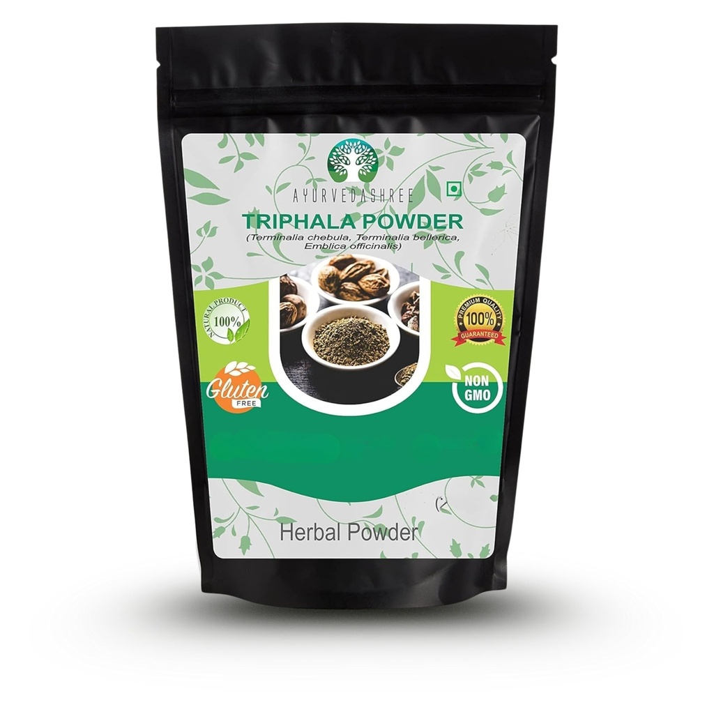Triphala Pulver 200 Gm | Kombination von Amla, Haritaki & Bibhitaki | Non GMO | Vegan | GMP Zertifiziert