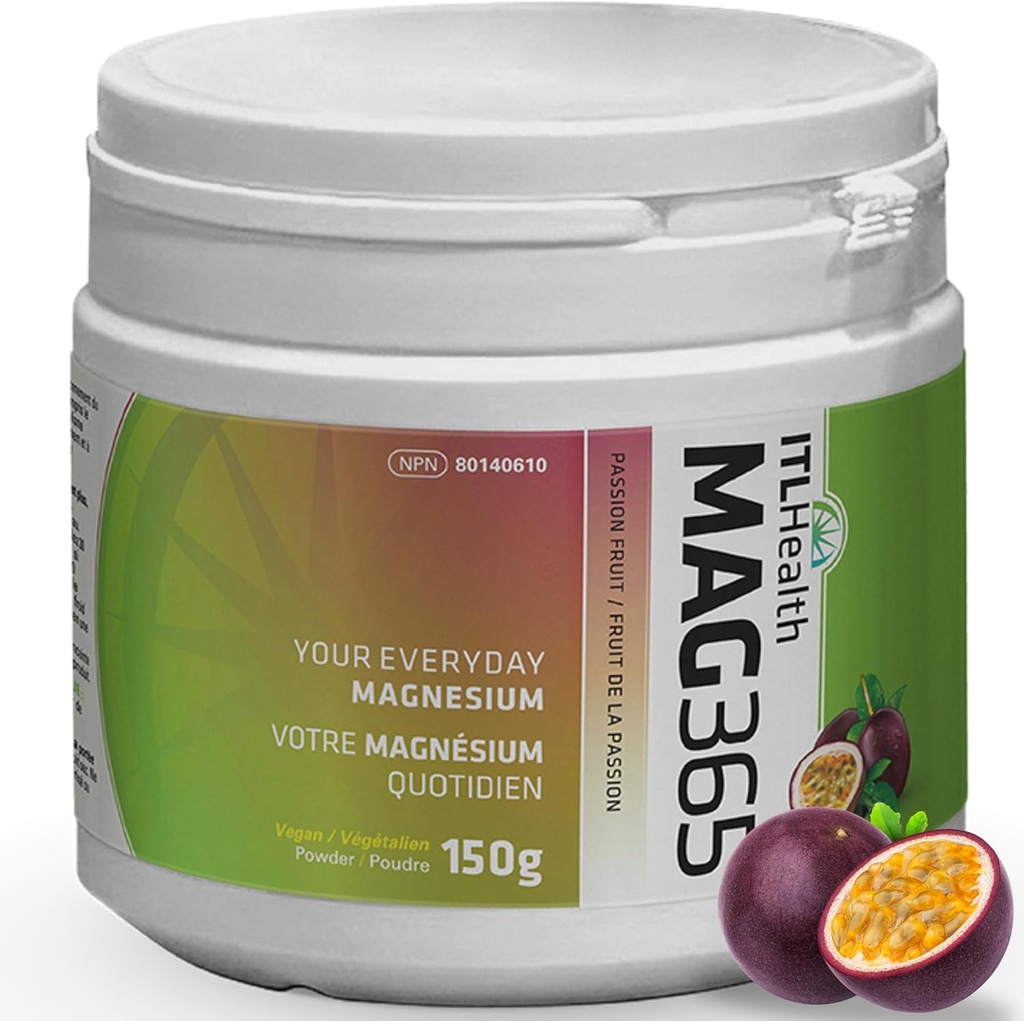 MAG365 Polvere di citrato di magnesio ionico pura - Integratore naturale e biodisponibile di acqua con acido citrico - Supporta energia, muscolo, ossa e funzione cardiaca | Frutta della passione 150g 37-Servings