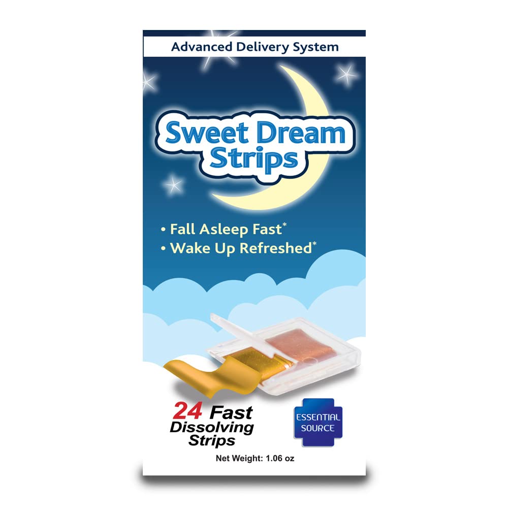 Essential Source Sweet Dream Oral Sleep Strips mit Melatonin, Piper Methysticum und Huperzine A - Herbal Fast Dissolve Mouth Strips for Sleeping - Deep Sleep Support Supplement - 24 Count