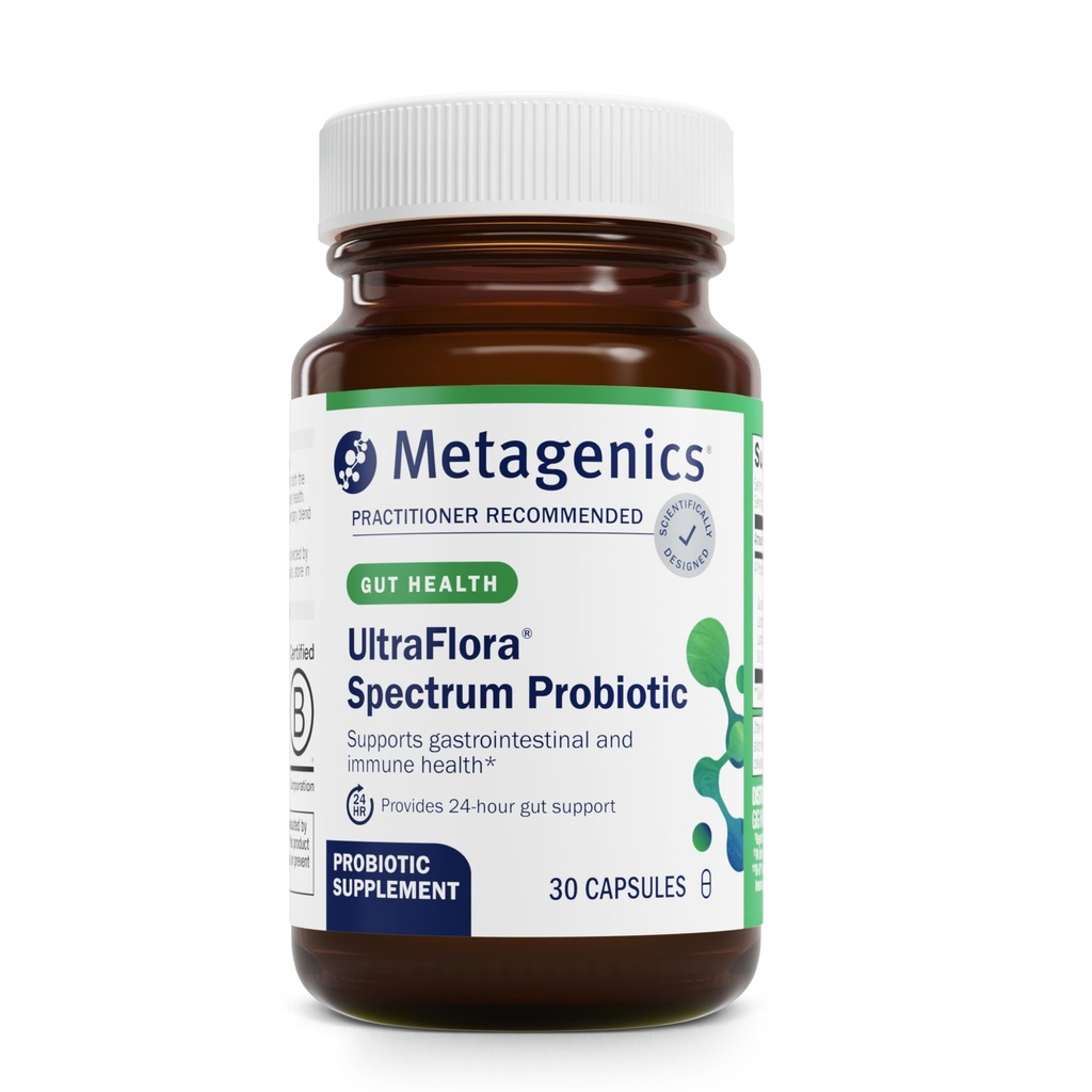 Metagenics UltraFlora Spectrum - Shelf-Stable Probiotic for Gut & Digestive Wellness, Healthy Microbiome & Flora Support* - Non-GMO & Gluten-Free - 1-Month Supply - 30 Kapseln