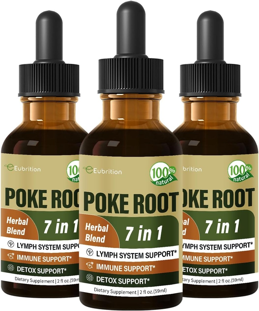 Gocce di estratto di radice di poke per il supporto del sistema di linfatico, supplemento di drenaggio linfatico per Lymphedema, 7 in 1 Formula con Goldenseal per il supporto immunitario, Dandelion per Detox & Cleanse. 6o