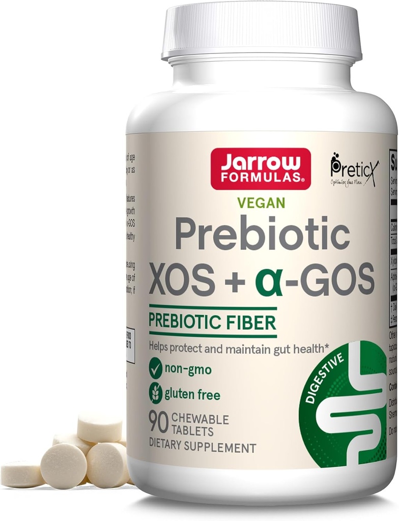 Jarrow Formulas Prebiotic XOS + GOS - Supplemento complesso fibra - 90 compresse masticabili - Enriches & Nourishes Gut Microbiome - Supporta la crescita dei batteri benefici - 30 Serve