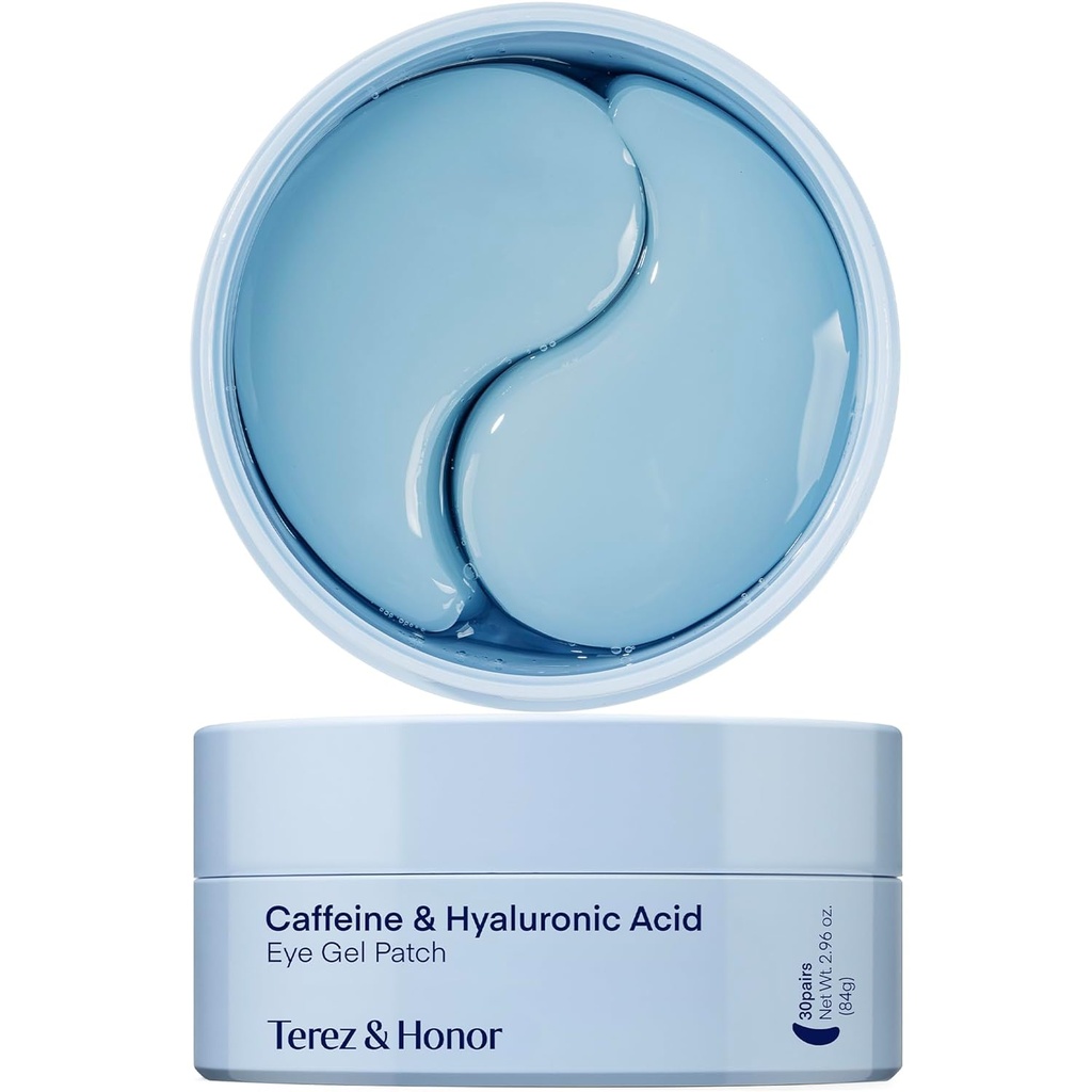 TEREZ & HONOR Unter Augenaufnäher für dunkle Kreise - 60 koreanische Hydrogel Masken für Puffiness, Taschen mit Koffein, Hyaluronsäure, Niacinamid - Untere Aufhellung, Hydrating, Anti-Wrinkle & Cooling