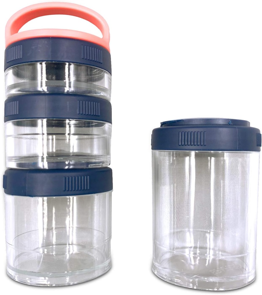 Tragbare abnehmbare 4 Komponenten Pille Vitamin Box, Wasserdichte Reise Pille Case Halter Flasche mit Griff. Purse Tasche Outdoor Wandern Camping Organizer Container