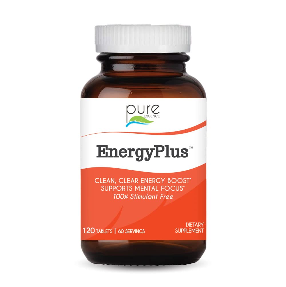 Energy Plus di Pure Essence - Caffeine Free, All Natural Herbal Energy and Focus Supplement - Smooth, No Jitters No Crash - 120 compresse