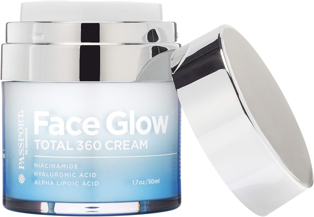 Face Glow Total 360 Cream mit Alpha Lipoic Acid, DMAE, Vitamin C Ester, Hyaluronsäure und italienischer Blut Orange