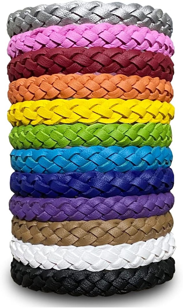 12 Pack Moskito Repellent Armbänder, Solid Color Individuell Wrapped Leder Insect & Bug Repellent Handgelenkbänder für Kinder & Erwachsene Outdoor Camping Angeln Reisen