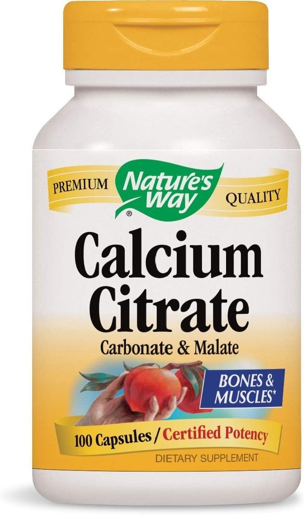 Citrato di calcio, Carbonato e Malato, 1000 Per Serving, 100 Capsule. Confezione da 2 bottiglie