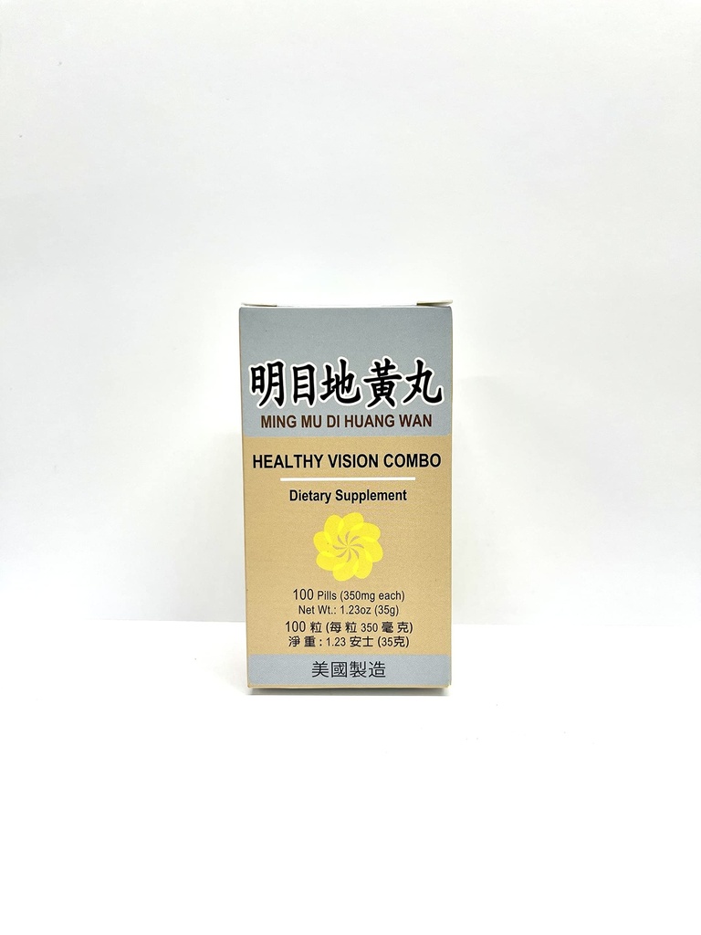 Healthy Vision Combo - Ming Mu Di Huang Wan Kräuter-Ergänzung hilft für Blurry Vision, übermäßiges Tearing, Irritation in den Augen 350mg 100 Pillen USA Made