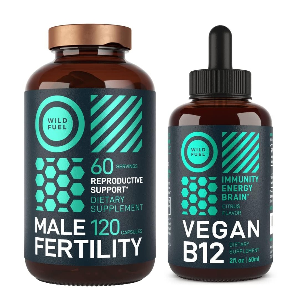 WILD FUEL Male Fertility Supplement und Liquid B12 Mens Health and Energy Bundle