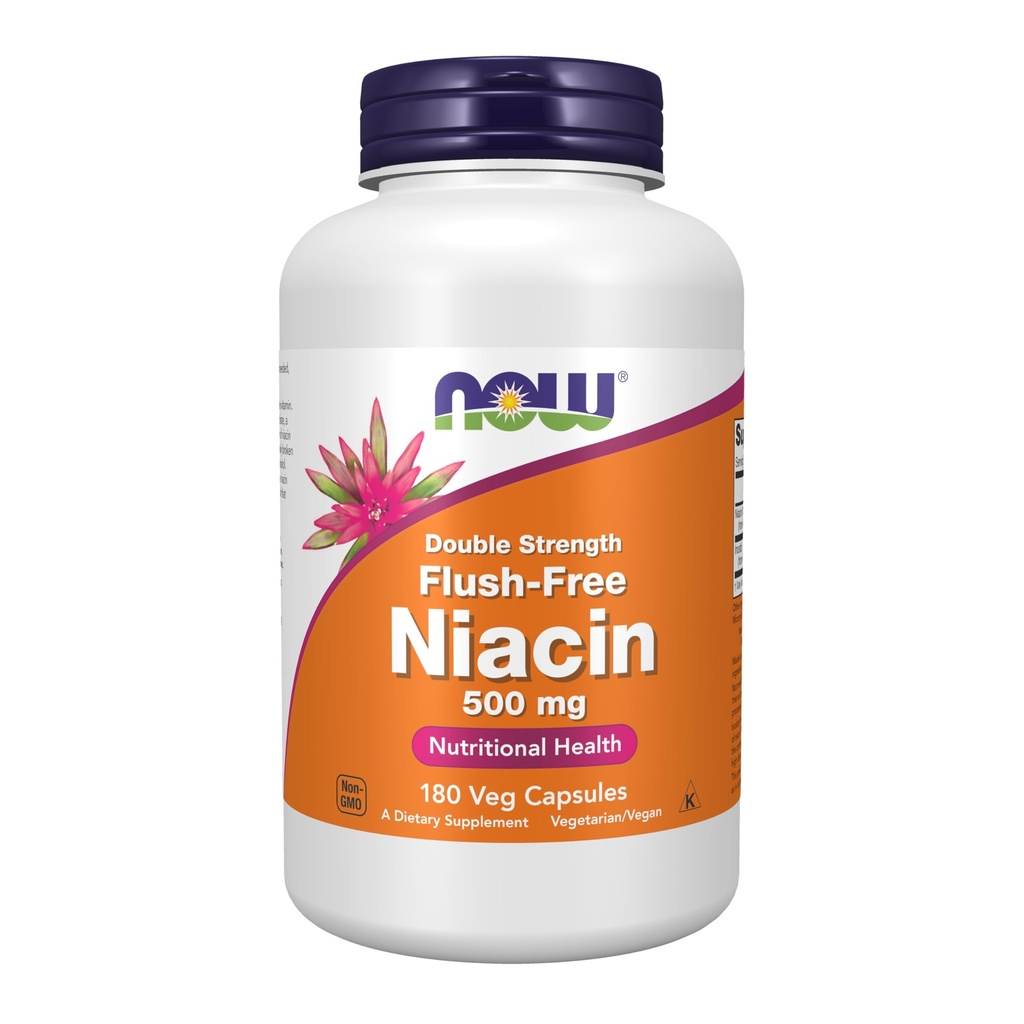 JETZT Nahrungsergänzungsmittel, Niacin (Vitamin B-3) 500 mg, Flush-Free, Double Strength, Nutritional Health, 180 Veg Kapseln