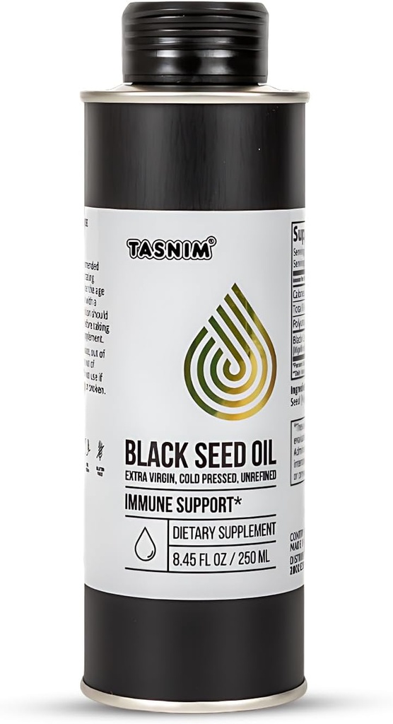 100% Olio Etiope di Semi Nero 8.45 Oz - Olio di Semi Nero Pressato a Freddo per Supporto Immune, Alta Potenza 5.7% - 21% Thymoquinone Skin, Hair & Overll Health - Olio di Semi di Cumino Nero non raffinato - Gluten Free