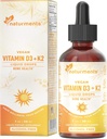 Naturments Vitamin D3 mit K2 Flüssigkeitstropfen (als Lichen) +K2 Komplex : für Knochen und Herzgesundheit Formel Immununterstützung und Energie - schnellere Absorption Non-GMO, Vegan Alkoholfrei, Sugar-Free 1 Fl Oz