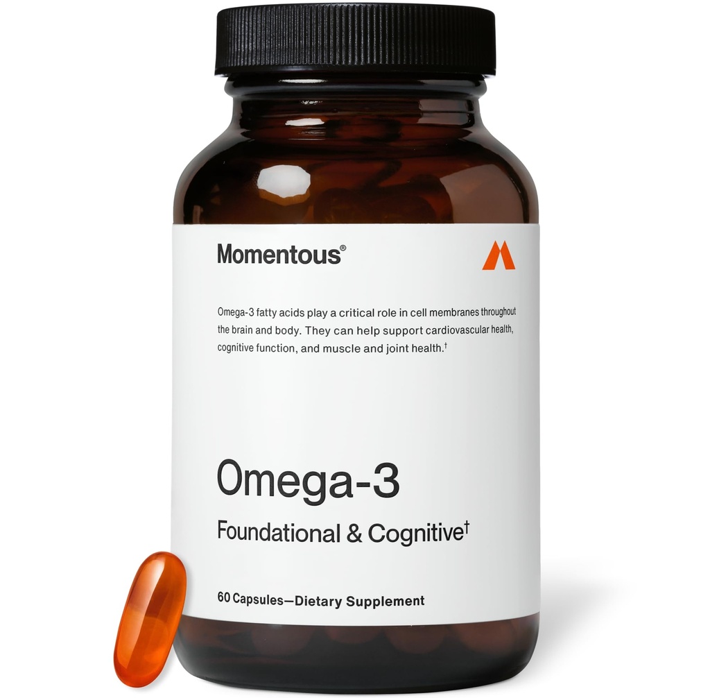 Momentous Omega-3 Fish Oil - High-Potency EPA & DHA Ergänzung für Männer & Frauen - Unterstützt Herz, Gelenk, & Gehirn Gesundheit - NSF zertifiziert für Sport - Non-GMO - Glutenfrei - 1.600 mg - 30 Servierungen