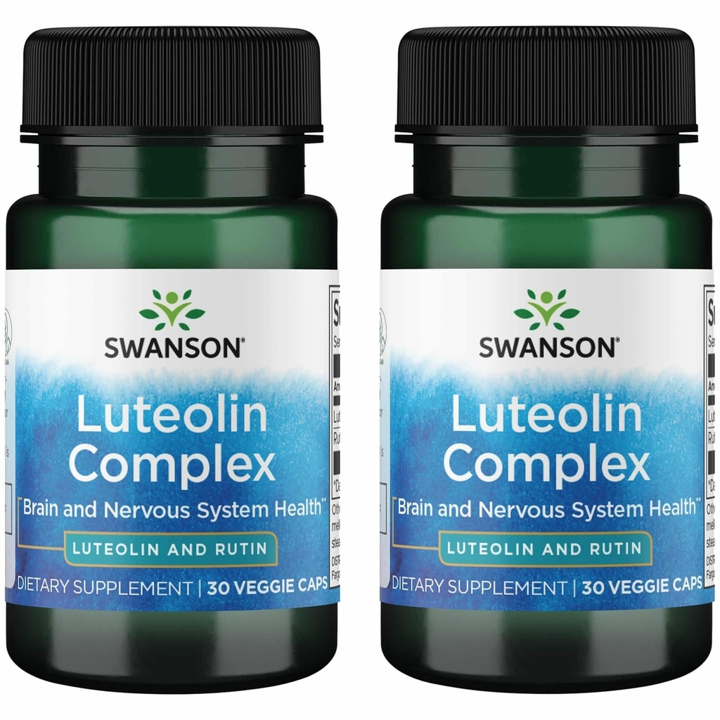 Swanson Luteolin Complex w/Rutin - Brain Support Supplement Förderung von Gedächtnis, Mood & Kognitive Gesundheit - Natürliche Formel zur Unterstützung Nervous System - (30 Veggie Kapseln) 2 Pack