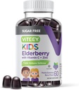 Viteey Sambucus Elderberry Gummies für Kinder - Sugar Free - Immununterstützung Ergänzungen mit Vitamin C & Zink, [3-1 Immune Booster] Vegan, Gelatin Free, Glutenfrei - Tasty Chewable Berry Flavored