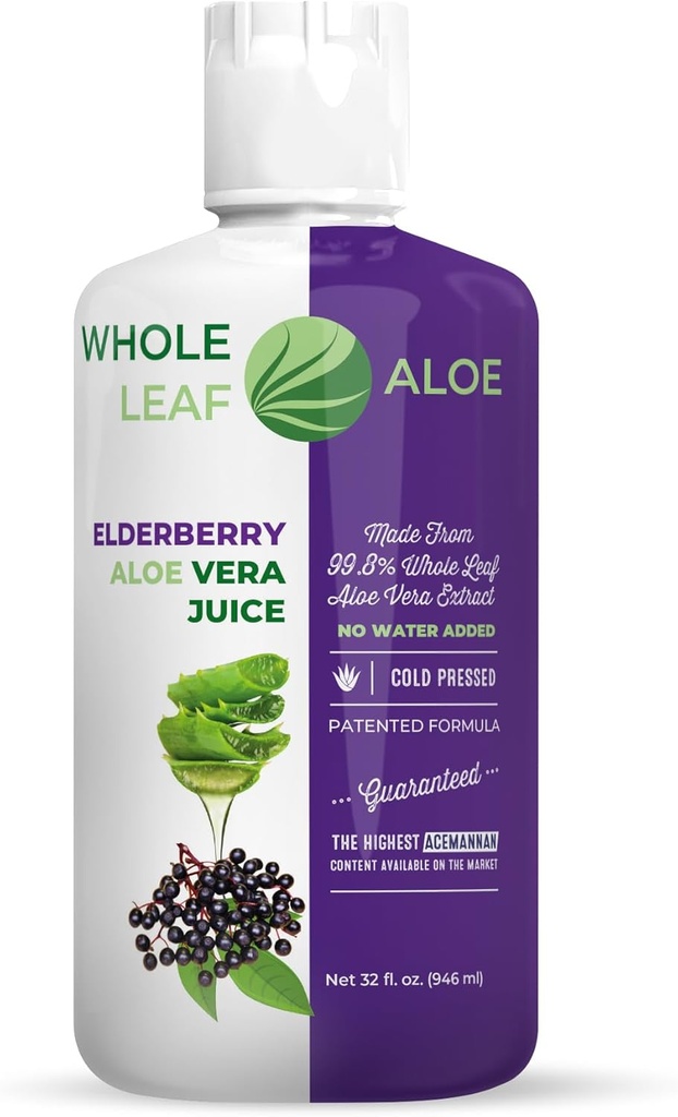 Jus d'Aloe Vera à feuilles entières avec extrait de mûrier biologique – formule brevetée, teneur élevée en Acemannan et AUCUNE eau ajoutée!