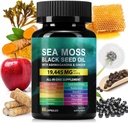 Sea Moss 3000mg Black Seed Oil Capsule 2000mg Ashwagandha Supplementi 1000mg Bladderwrack Turmeric Burdock & Vitamina C & D3 Manuk Honey Dandelion Yellow Dock Chlorophyll ACV