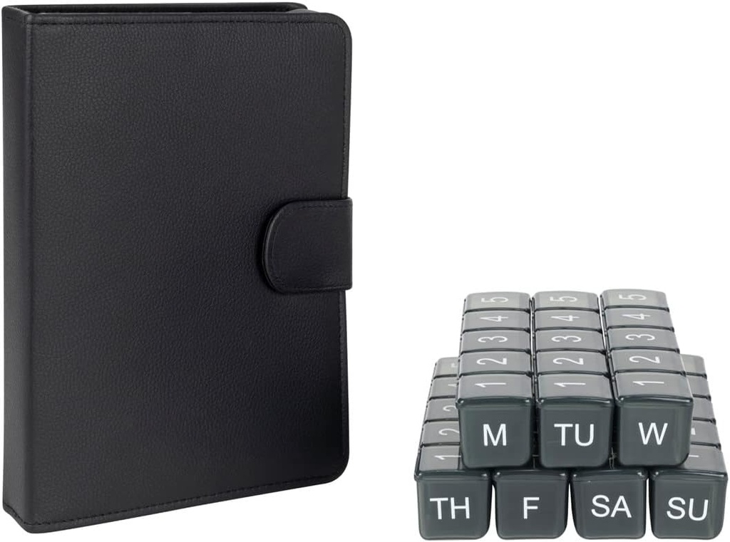 e-Pill 5 Mal pro Tag x 7 Tage Große wöchentliche Pille Organizer, Vitamin und Medizin Pille Box - mit diskretem Fall (schwarz)