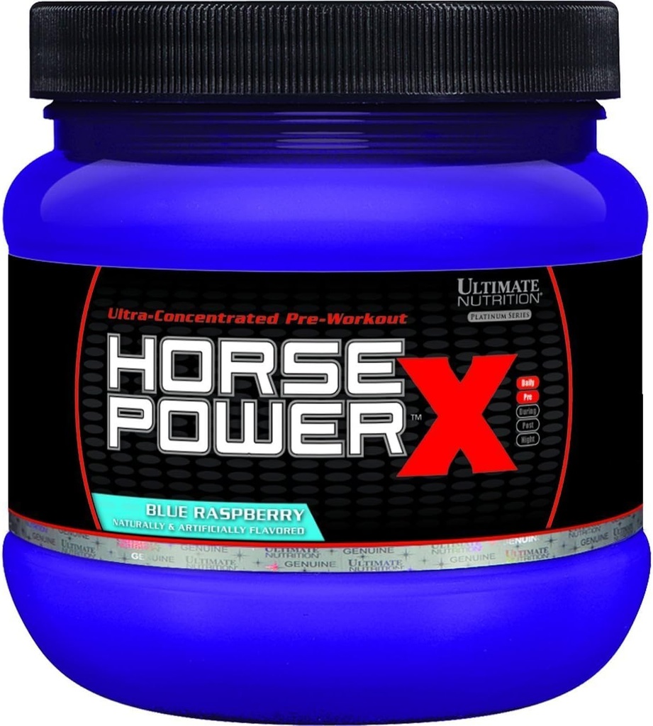 Ultimate Nutrition Horsepower X Advanced Preworkout Supplement with Creatine and Vitamin B12, 45 Servings, Blue Raspberry
