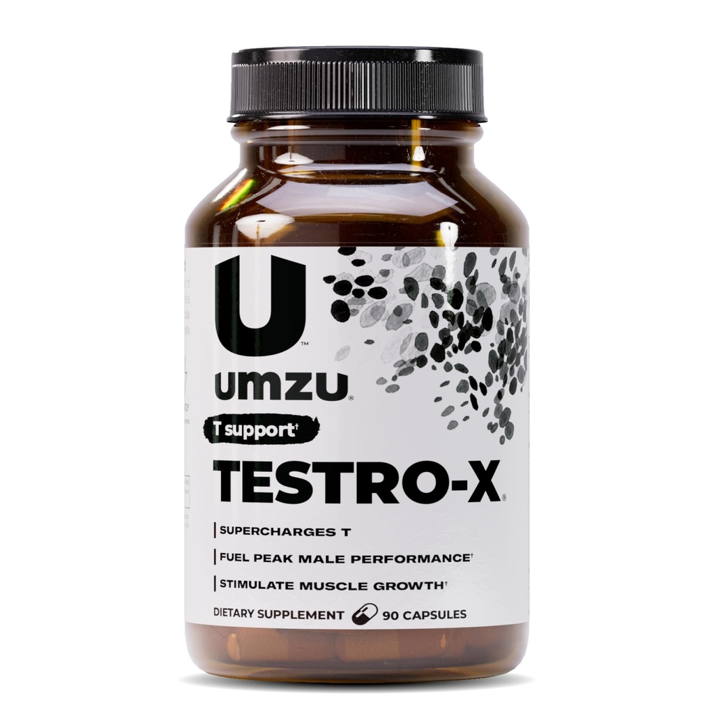 Supplément UMZU Testro-X pour les hommes – 90 capsules pour 30 jours d'approvisionnement – soutient l'énergie, la concentration, la force et la récupération musculaire – avec Ashwagandha & Zinc – Formule de soutien de mieux-être naturel pour les hommes