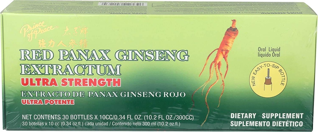 Prince de la Paix Panax Rouge Ginseng Extrant Ultra Streng, 2 Pack - 60 Bouteilles, 0.34 fl. oz.