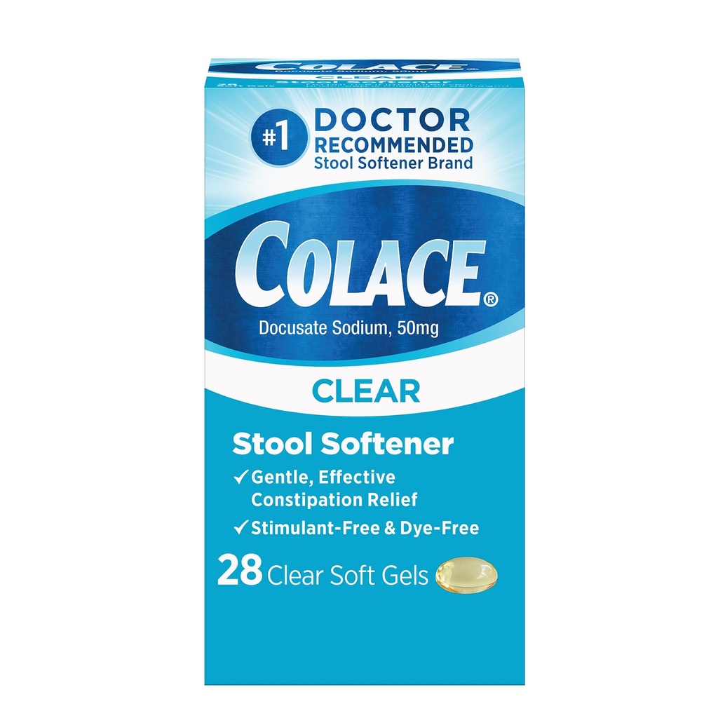 Colace Klarer Hocker Weicher Weichgel Kapseln Verstopfung Relief 50mg Docusate Sodium Doctor Empfohlen 28ct