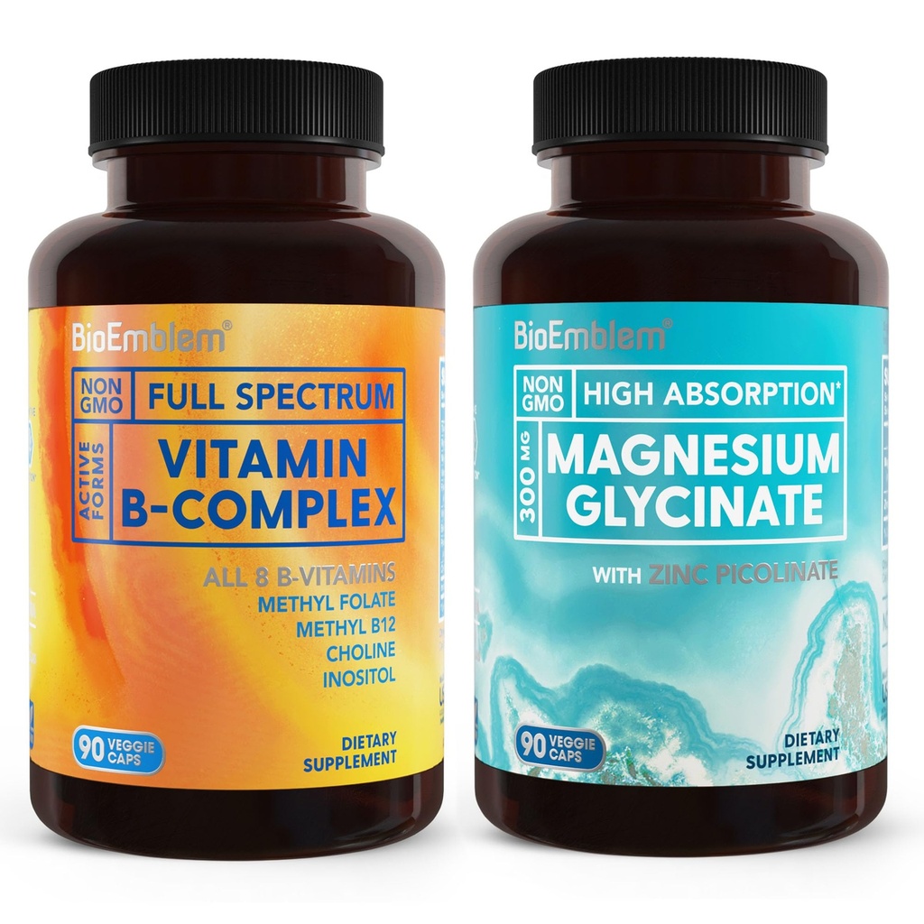 BioEmblem Magnésium Glycinate avec zinc et vitamine B-Complex