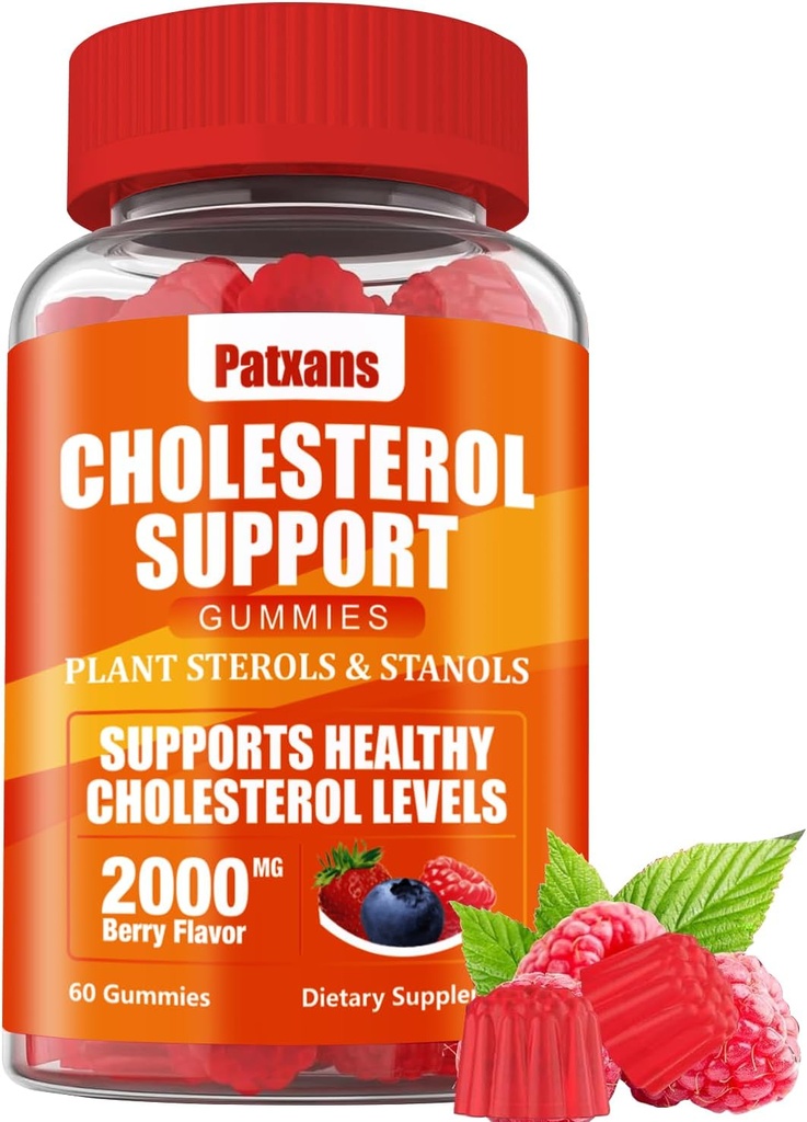 1 pacchetto di supporto del colesterolo Gummies, che contiene 2000MG di Sterols & Sterols delle piante, Colesterolo complesso Gummies, Supporta livelli di colesterolo sano, Supporto di energia, Aroma di bacche miste, 60 conteggi