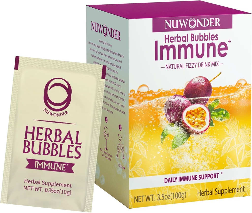 Immune Booster Fizzy Bevande Mix Erboristeria Integratore Erboristologico realizzato con Astragalus, Ginger, Jujube, Atractylodes, Frutta della Passione, No Artificiale, 10packs (Extra 1 Bags)